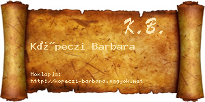 Köpeczi Barbara névjegykártya